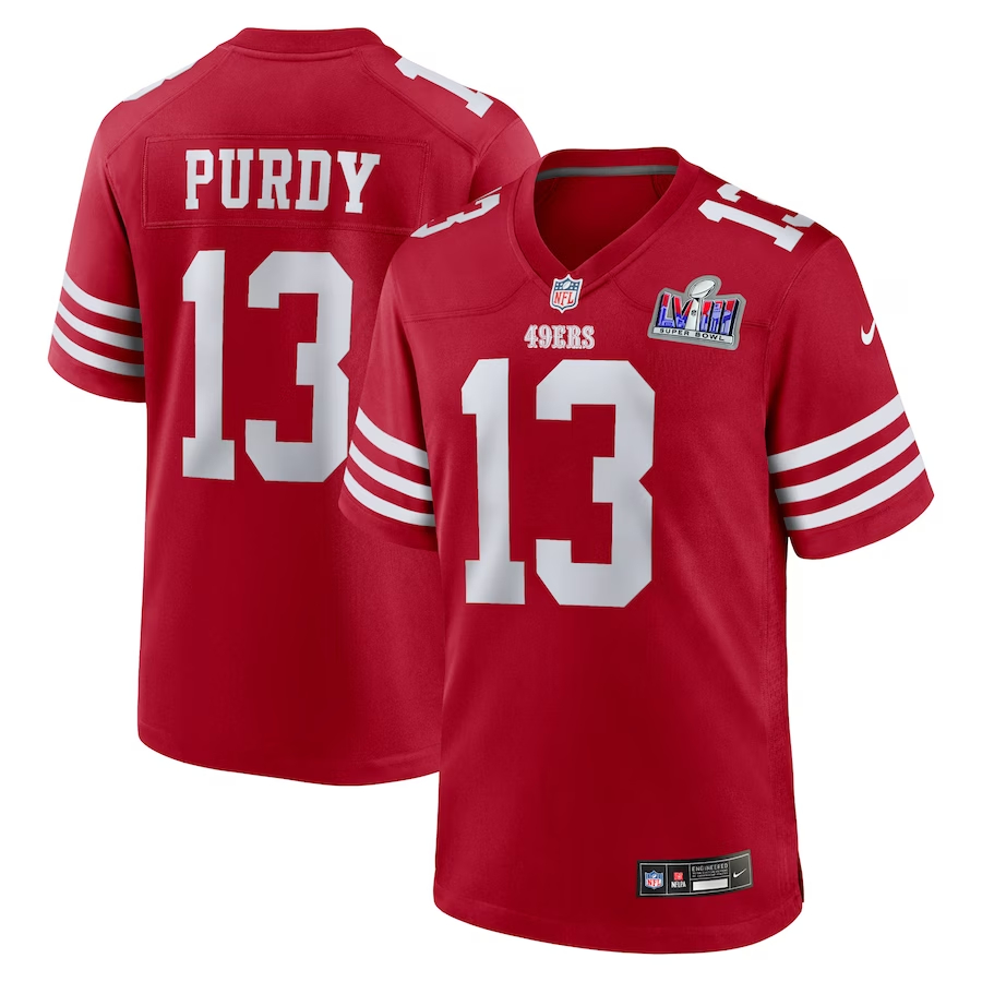 Men's San Francisco 49ers #13 Brock Purdy Scarlet Nike Super Bowl LVIII Game Football Stitched Jersey