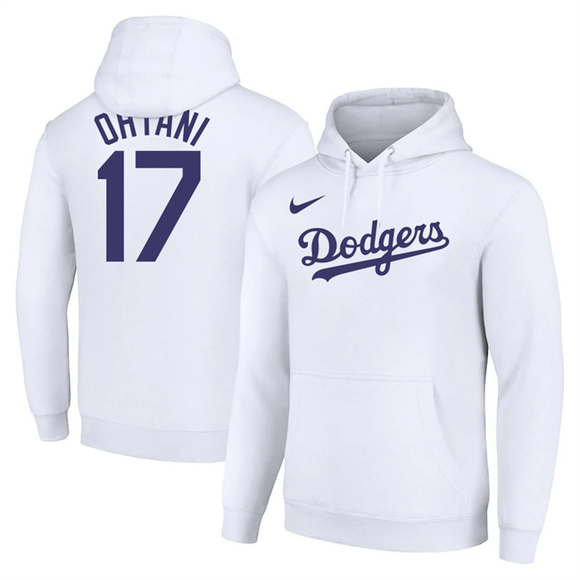 Los Angeles Dodgers #17 Shohei Ohtani White Name & Number Pullover Hoodie