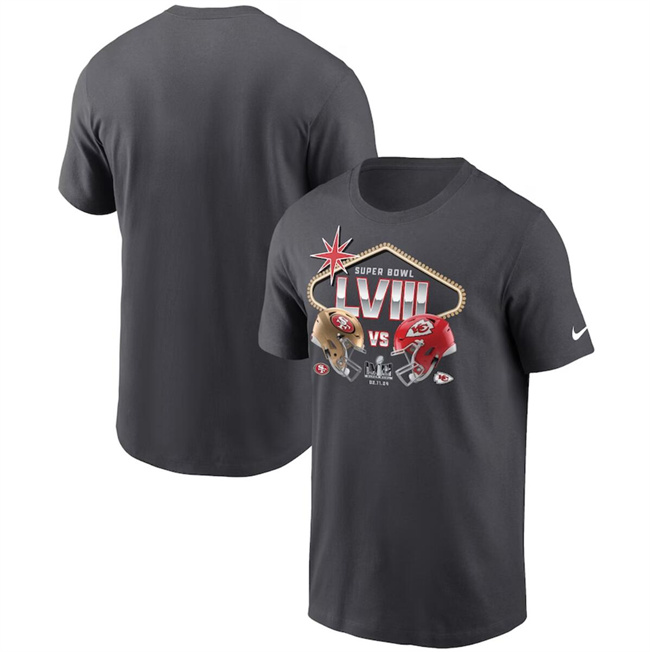 Men's Anthracite Kansas City Chiefs vs. San Francisco 49ers Super Bowl LVIII Matchup T-Shirt