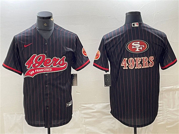 Men's San Francisco 49ers Black Team Big Logo With Patch Cool Base Stitched Baseball Jerseys