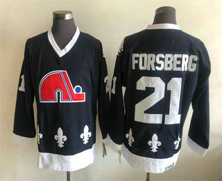 Men's Quebec Nordiques #21 Peter Forsberg White CCM Throwback Stitched NHL Jersey