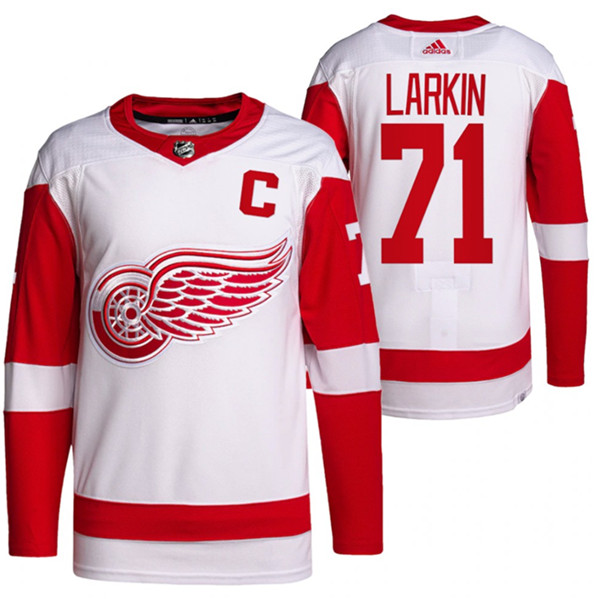 Men's Detroit Red Wings #71 Dylan Larkin White Stitched Jersey