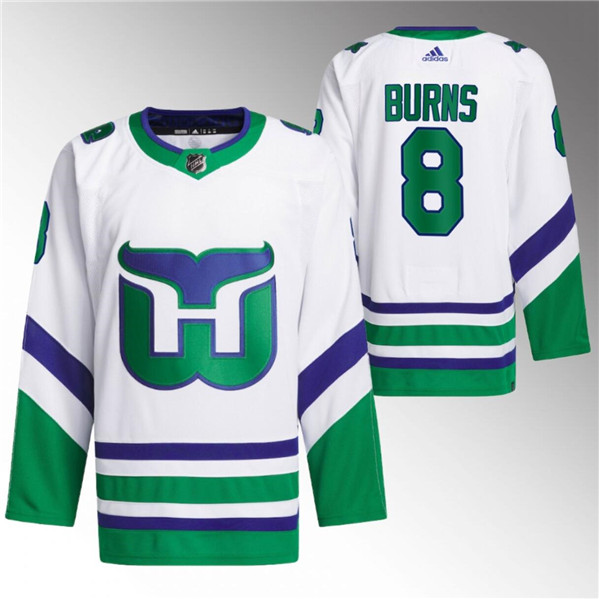 Men's Carolina Hurricanes #8 Brent Burns White 2023-24 Stitched Jersey