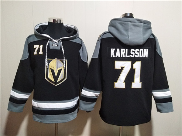 Men's Vegas Golden Knights #71 William Karlsson Black Ageless Must-Have Lace-Up Pullover Hoodie