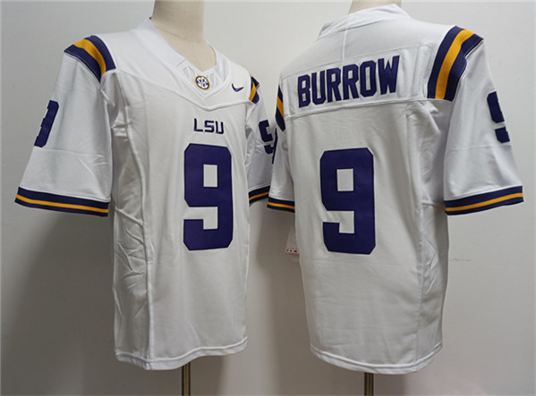 Men's LSU Tigers #9 Joe Burreaux White F.U.S.E. Vapor Limited Stitched Football Jersey