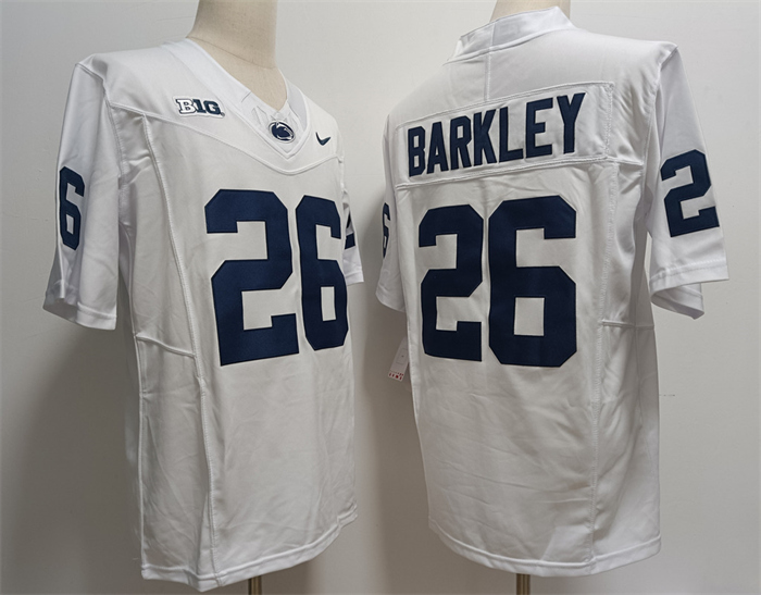 Men's Penn State Nittany Lions #26 Saquon Barkley White 2024 F.U.S.E. Stitched Jersey