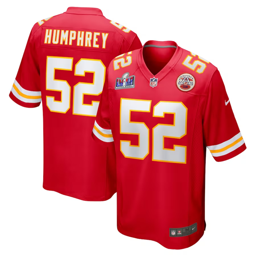 Men's Kansas City Chiefs #52 Creed Humphrey Red Nike Super Bowl LVIII Game Football Stitched Jersey