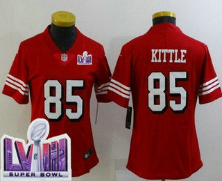 Women's San Francisco 49ers #85 George Kittle Limited Red Throwback LVIII Super Bowl Vapor Jersey