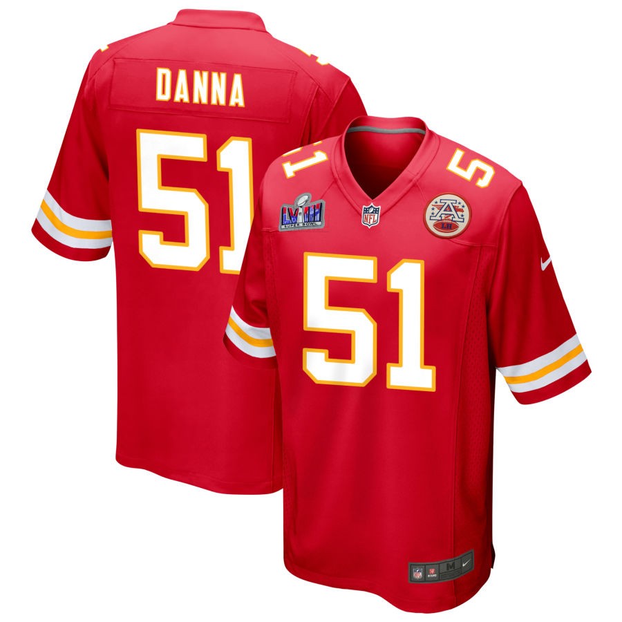 Men's Kansas City Chiefs #51 Mike Danna Nike Red Super Bowl LVIII Patch Game Football Stitched Jersey