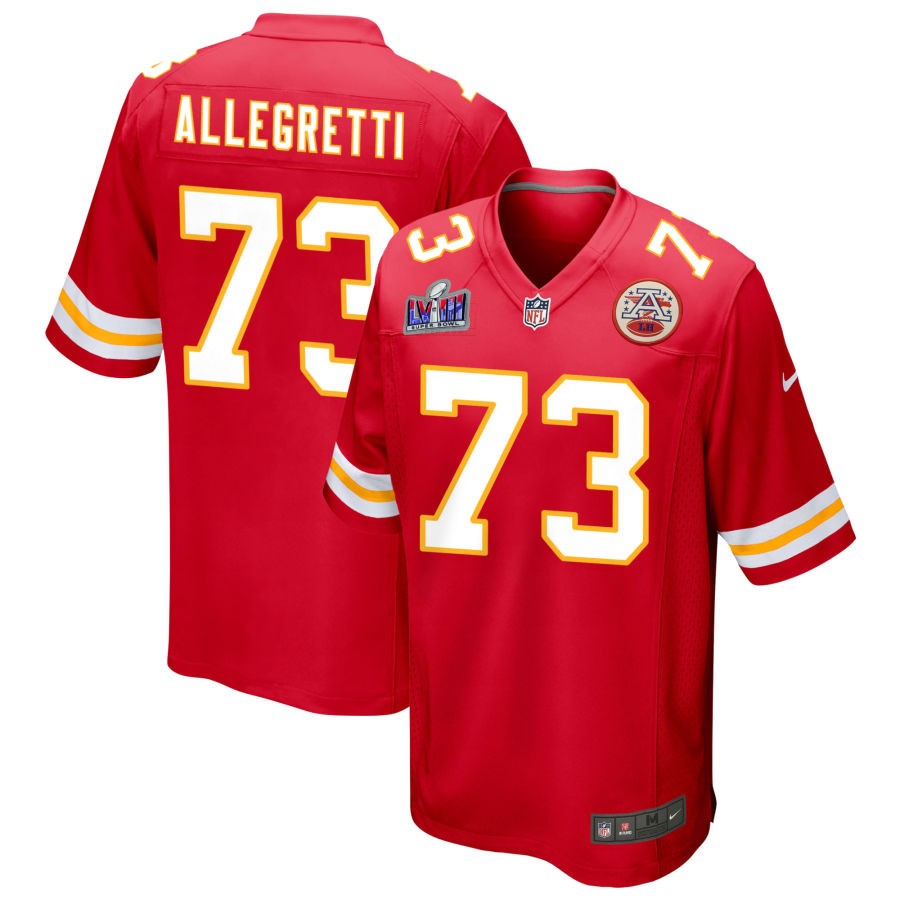 Men's Kansas City Chiefs #73 Nick Allegretti Nike Red Super Bowl LVIII Patch Game Football Stitched Jersey