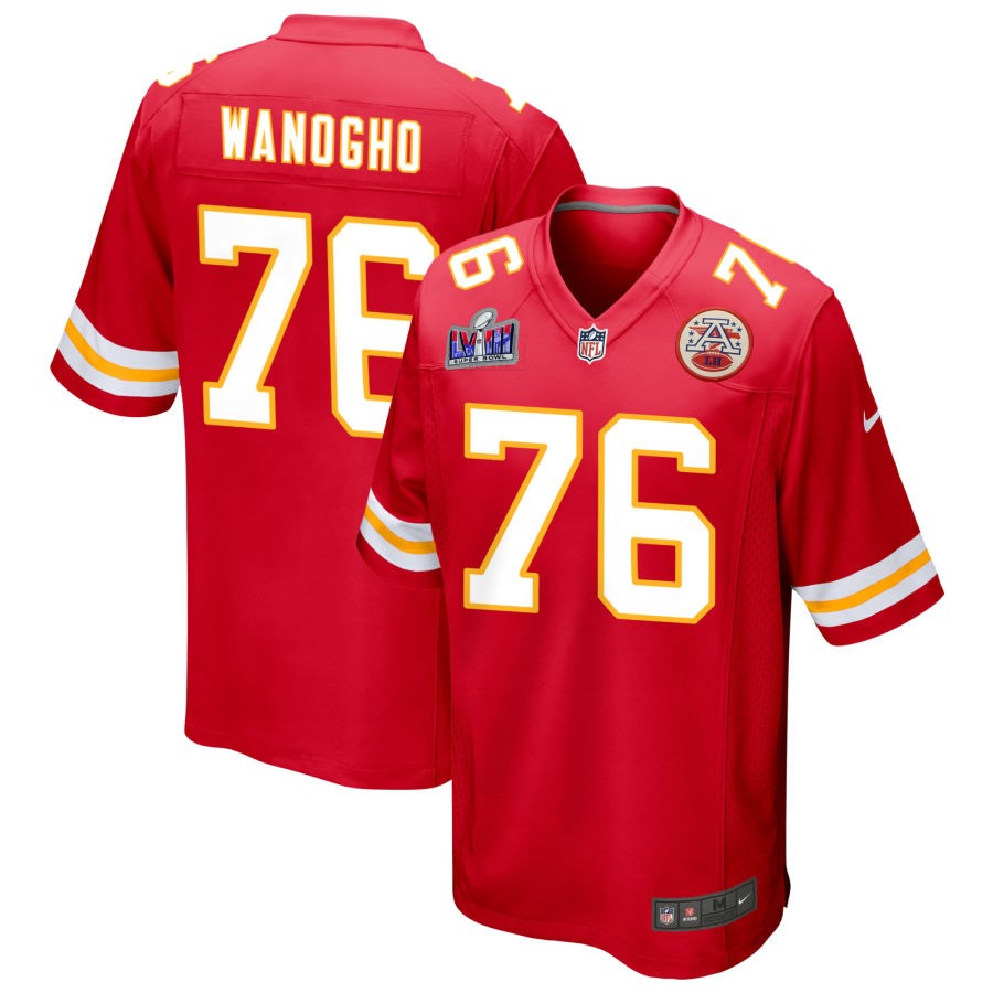 Men's Kansas City Chiefs #76 Prince Tega Wanogho Nike Red Super Bowl LVIII Patch Game Football Stitched Jersey