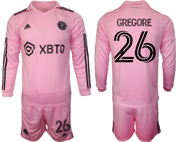 Men's Inter Miami CF #26 Gregore 2023-24 Pink Home Soccer Jersey Suit