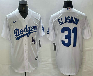 Men's Los Angeles Dodgers #31 Tyler Glasnow White Stitched Cool Base Nike Jersey