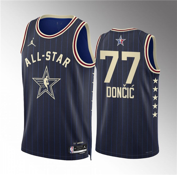 Men's 2024 All-Star #77 Luka Don?i? Navy Stitched Basketball Jersey