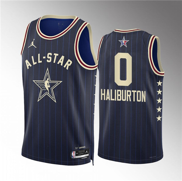 Men's 2024 All-Star #0 Tyrese Haliburton Navy Stitched Basketball Jersey