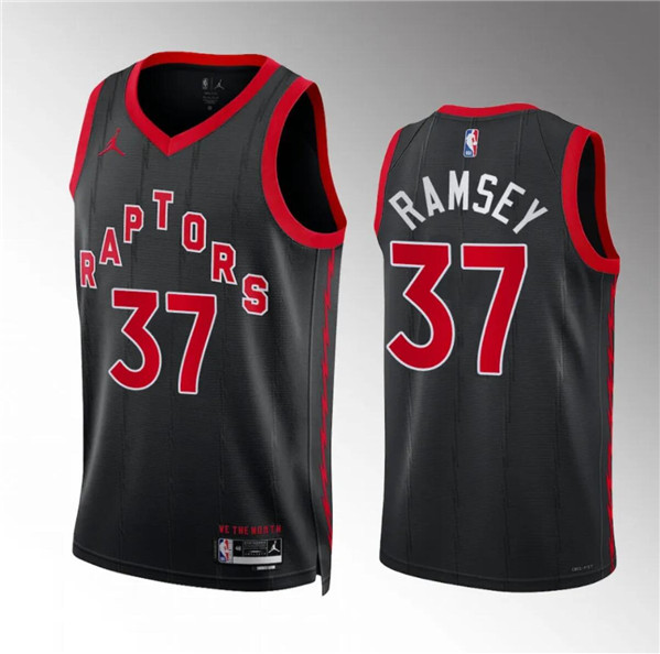 Men's Toronto Raptors #37 Jahmi'us Ramsey Black Statement Edition Stitched Basketball Jersey