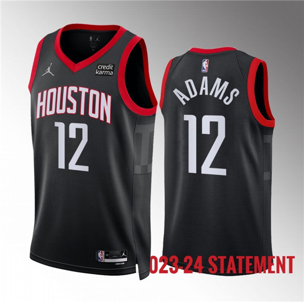 Men's Houston Rockets #12 Steven Adams Black Statement Edition Stitched Jersey