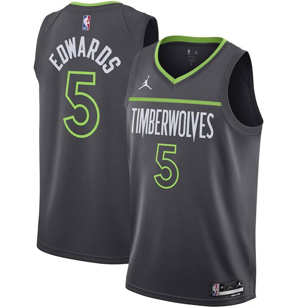 Men's Minnesota Timberwolves #5 Anthony Edwards Black Statement Edition Stitched Jersey