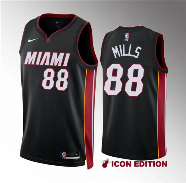 Men's Miami Heat #88 Patrick Mills Black Icon Edition Stitched Basketball Jersey