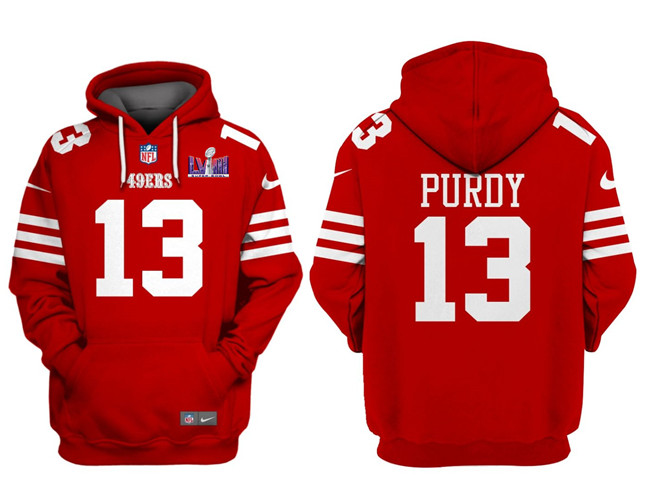 Men's San Francisco 49ers #13 Brock Purdy Red Super Bowl LVIII Alternate Pullover Hoodie