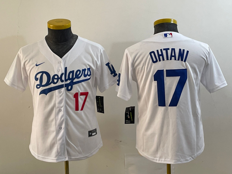 Youth Los Angeles Dodgers #17 Shohei Ohtani Number White Stitched Cool Base Nike Jersey