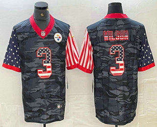 Men's Pittsburgh Steelers #3 Russell Wilson USA Camo 2020 Salute To Service Stitched NFL Nike Limited Jersey