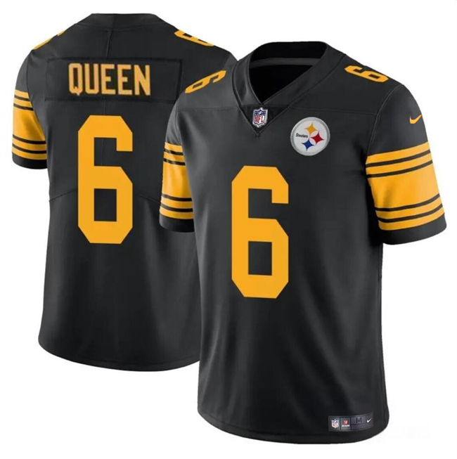 Men's Pittsburgh Steelers #6 Patrick Queen Black Color Rush Vapor Untouchable Limited Football Stitched Jersey