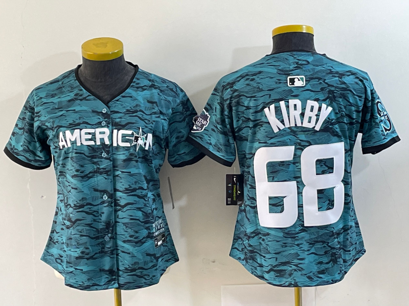 Women's Seattle Mariners #68 George Kirby Aqua 2023 All Star Cool Base Jersey