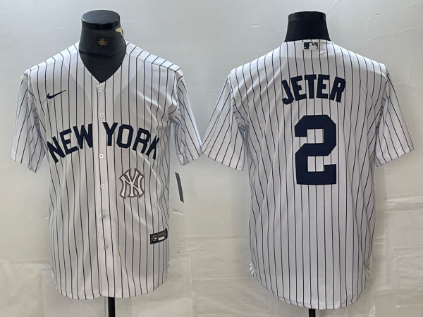 Men's New York Yankees #2 Derek Jeter White 2024 Cool Base Stitched Jersey