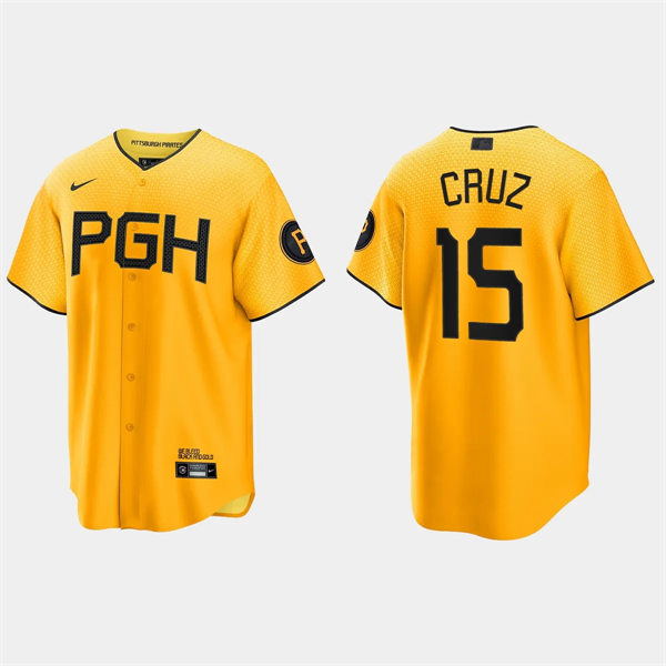 Men's Pittsburgh Pirates #15 Oneil Cruz Gold 2023 City Connect Jersey