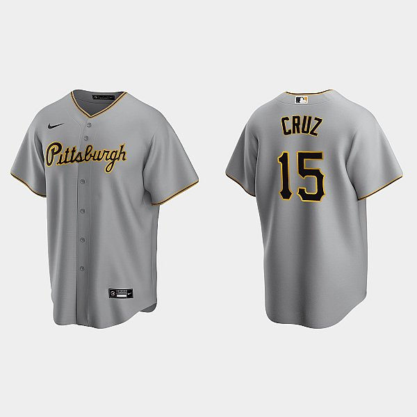 Men's Pittsburgh Pirates #15 Oneil Cruz Nike Gray Road CoolBase Jersey