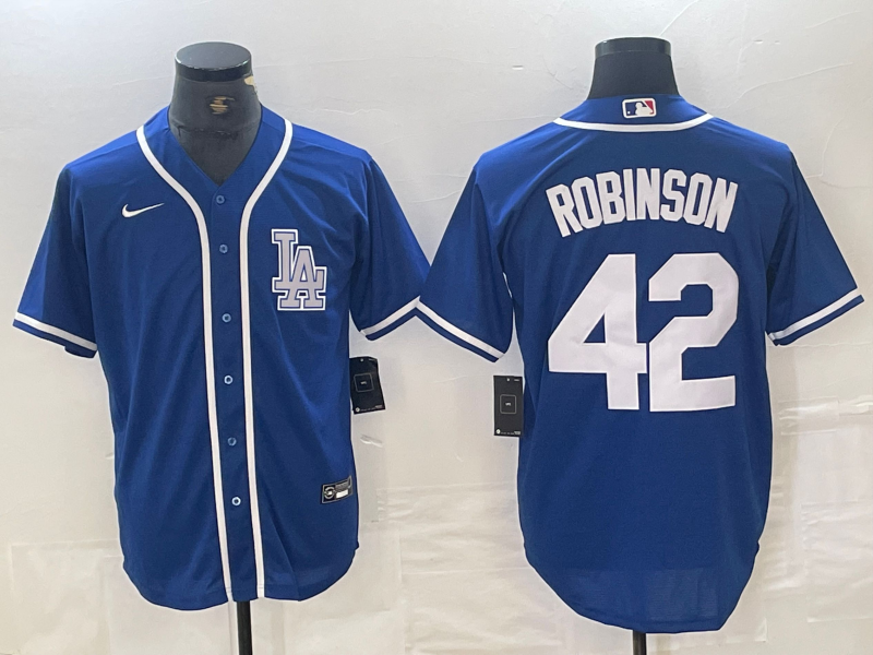 Men's Los Angeles Dodgers #42 Jackie Robinson Blue Cool Base Stitched Baseball Jersey