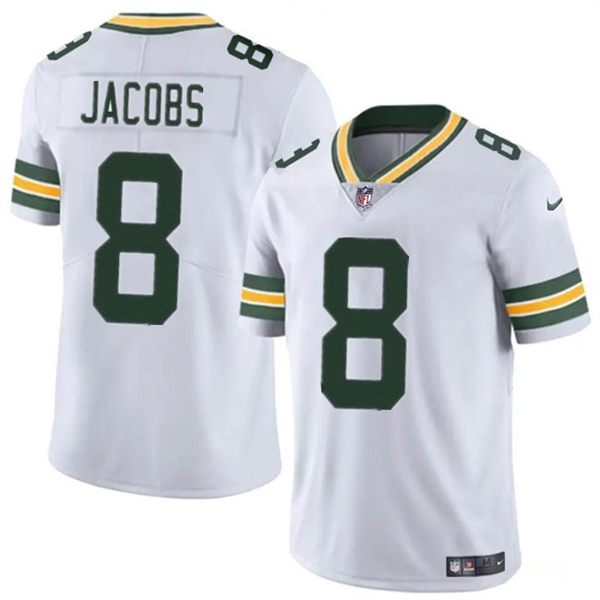 Men's Green Bay Packers #8 Josh Jacobs White Vapor Limited Football Stitched Jersey