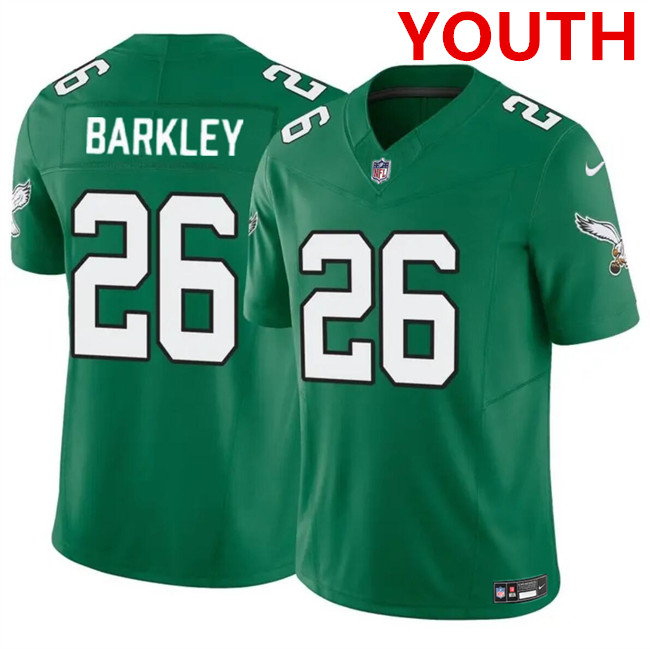 Youth Philadelphia Eagles #26 Saquon Barkley Green 2023 F.U.S.E Vapor Untouchable Limited Throwback Football Stitched Jersey