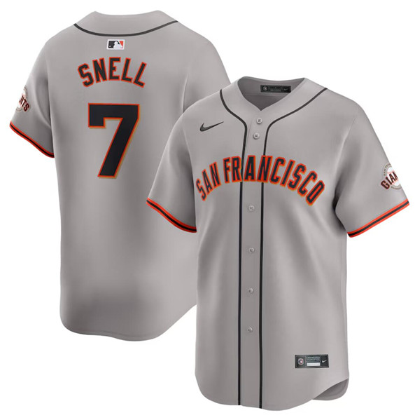 Men's San Francisco Giants #7 Blake Snell Gray Away Limited Stitched Baseball Jersey