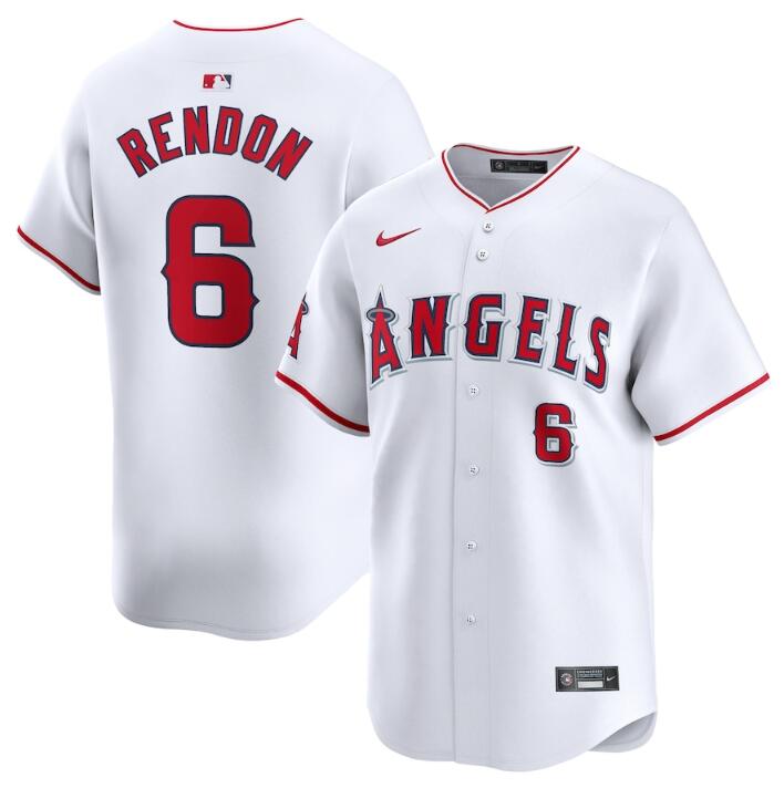 Men's Los Angeles Angels #6 Anthony Rendon White Home Limited Stitched Baseball Jersey