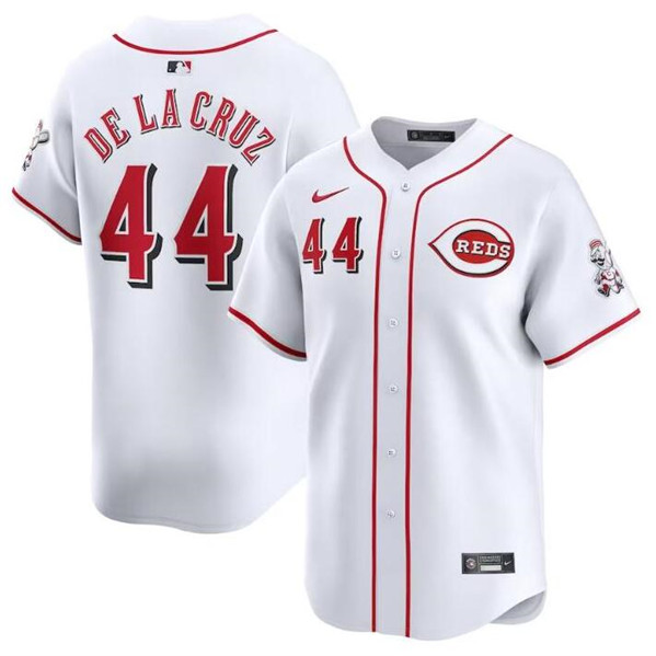 Men's Cincinnati Reds #44 Elly De La Cruz White Home Limited Baseball Stitched Jersey