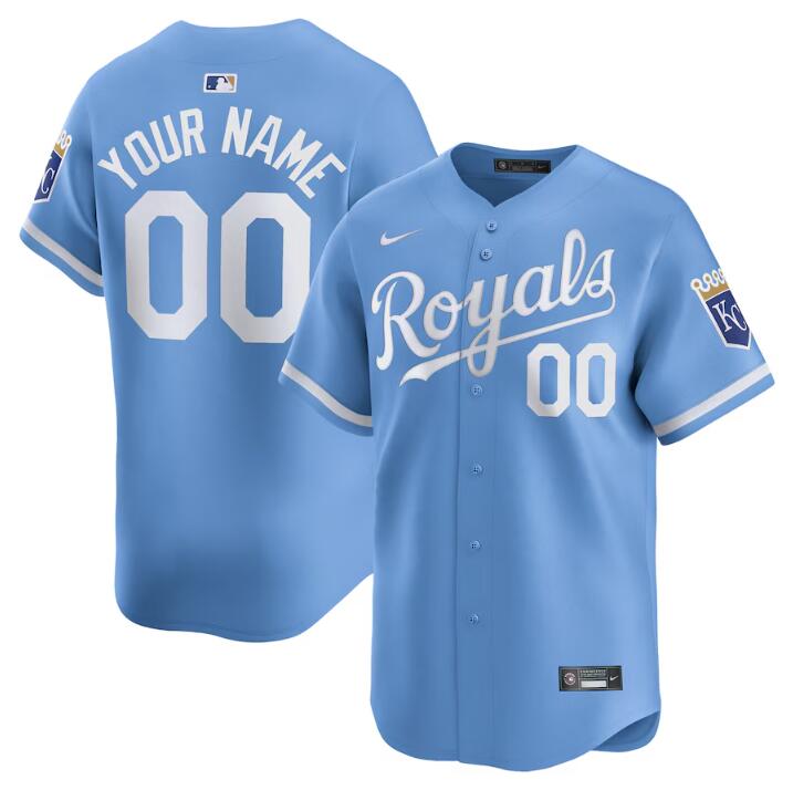 Men's Kansas City Royals Active Player Custom Light Blue 2024 Alternate Limited Stitched Baseball Jersey