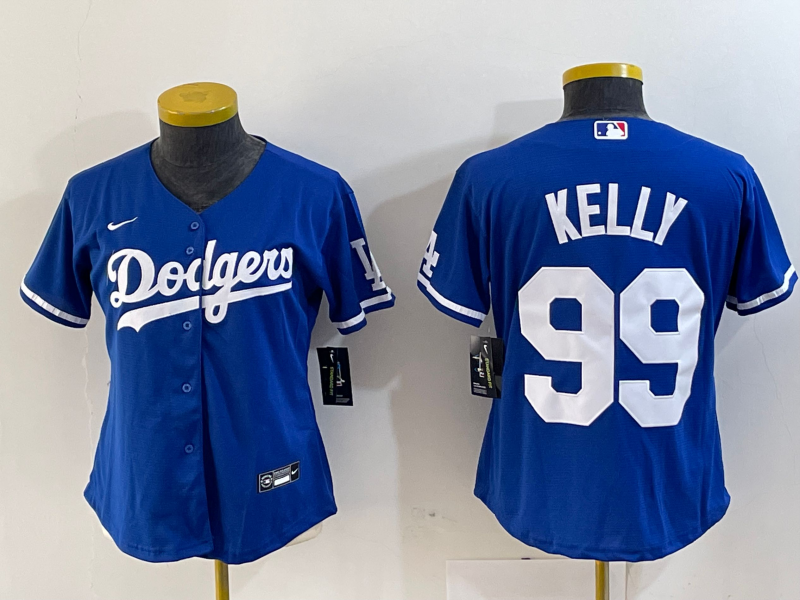 Women's Los Angeles Dodgers #99 Joe Kelly Blue Stitched Cool Base Nike Jersey