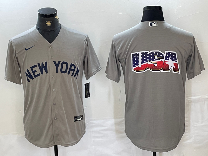 Men's New York Yankees Blank 2021 Grey Field of Dreams Cool Base Stitched Baseball Jerseys