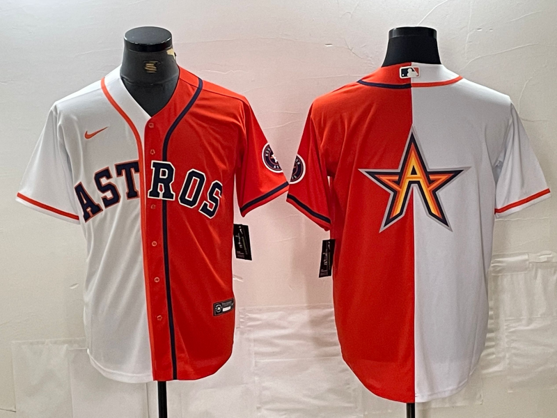 Men's Houston Astros Blank Orange White Split Stitched Baseball Jerseys