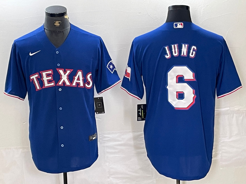 Men's Texas Rangers #6 Josh Jung Blue Stitched MLB Cool Base Nike Jersey