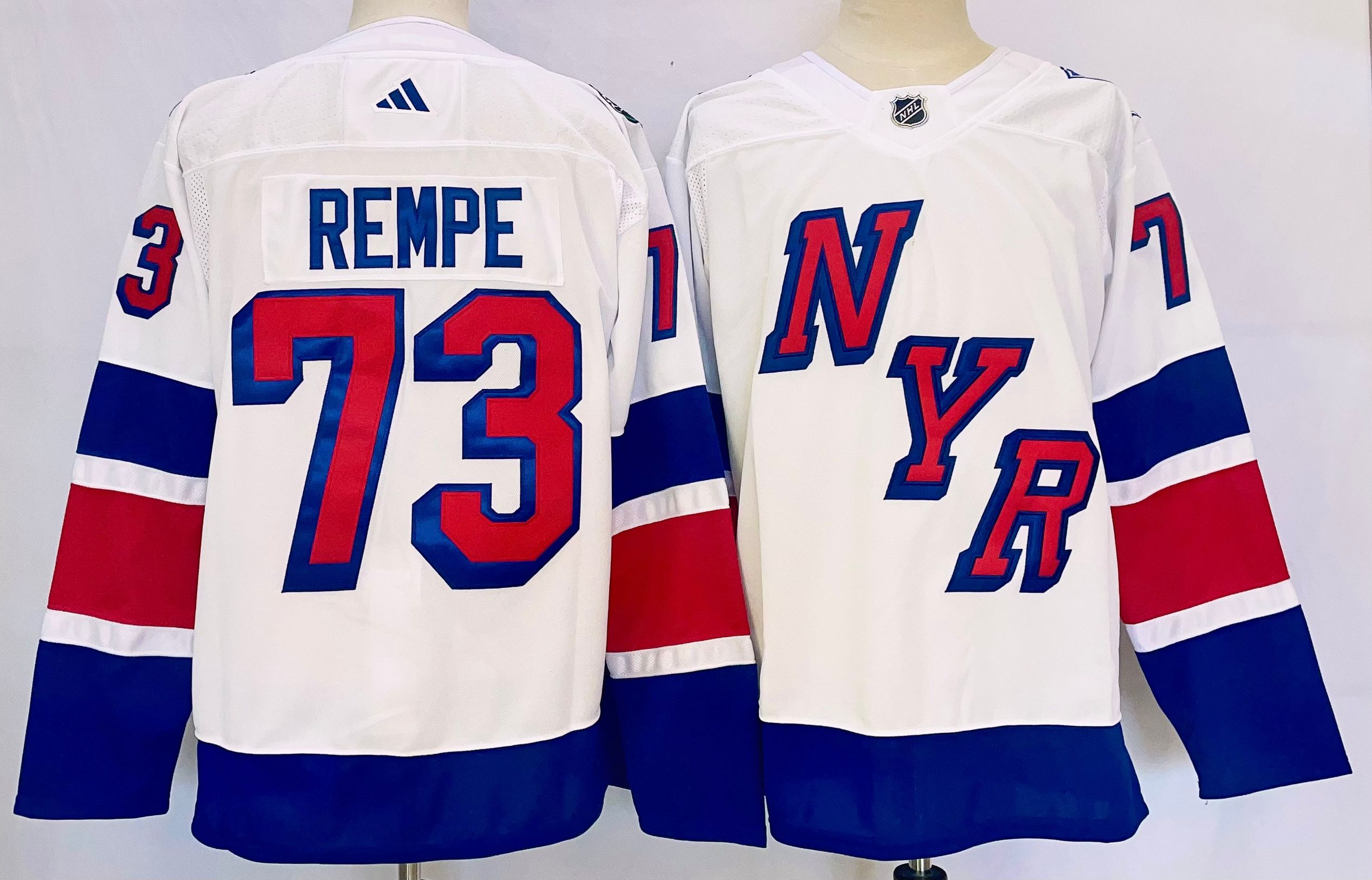 Men's New York Rangers #73 Matt Rempe White 2024 Stadium Series Stitched Hockey Jersey