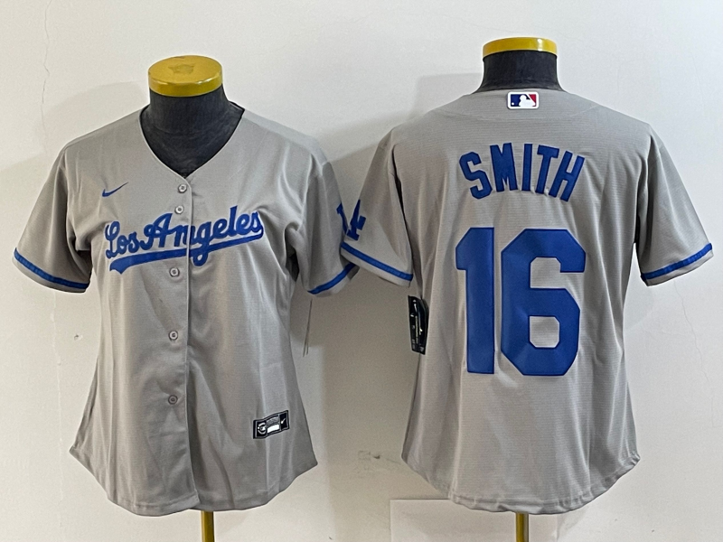 Women's Los Angeles Dodgers #16 Will Smith Gray Alternate Team Logo Cool Base Jersey