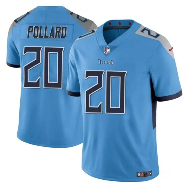 Men's Tennessee Titans #20 Tony Pollard Blue Vapor Limited Football Stitched Jersey