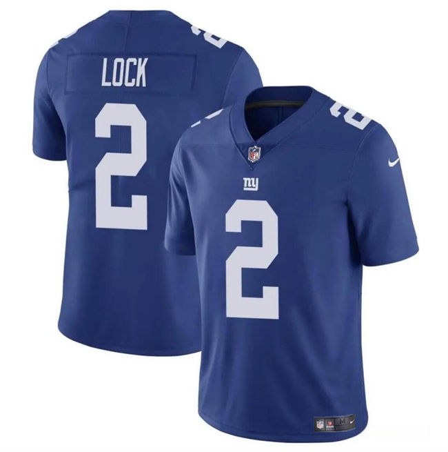 Men's New York Giants #2 Drew Lock Blue Vapor Untouchable Limited Football Stitched Jersey