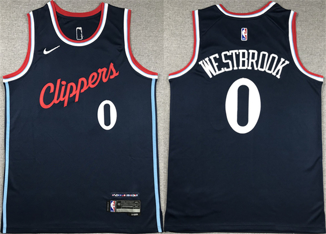 Men's Los Angeles Clippers #0 Russell Westbrook Navy Stitched Jersey