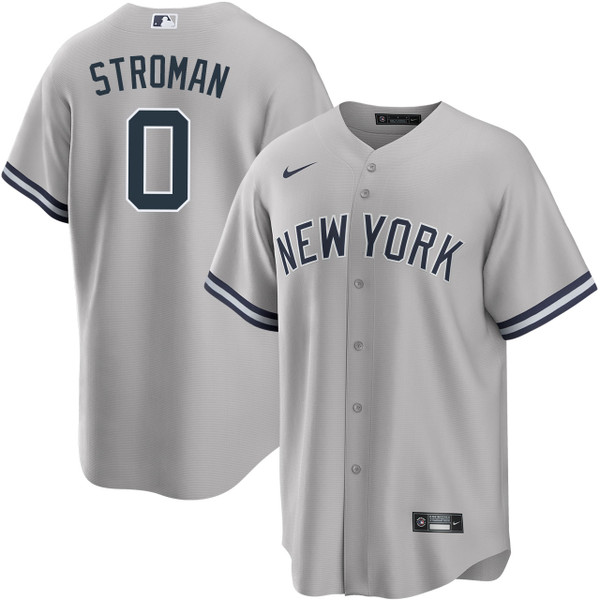 Men's New York Yankees #0 Marcus Stroman Gray Cool Base Stitched Baseball Jersey