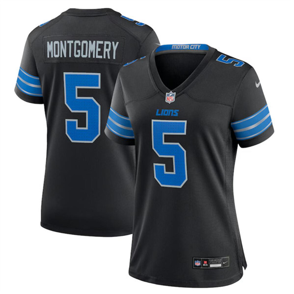 Women's Detroit Lions #5 David Montgomery Black 2nd Alternate Stitched Jersey(Run Smaller)