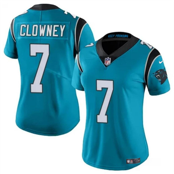 Women's Carolina Panthers #7 Jadeveon Clowney Blue Stitched Jersey(Run Small)